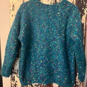 Vintage John Bull Small Mohair Angora Rabbit Pullover Sweater Mock Neck Nordic L